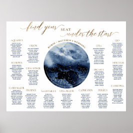 Tafelstoelenkaart Bord met Waterverf Navy Hemelthe Poster