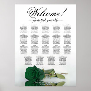 Tafelstoelenkaart Trouwreceptie Smaragdgroene Roos Poster