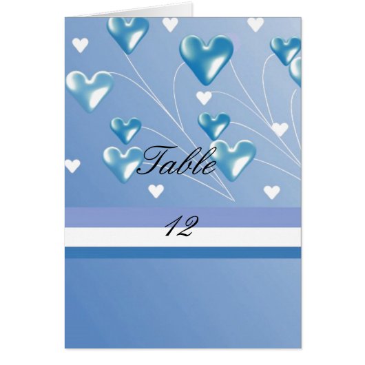 Tafelstoelkaart met Blauwe Harten (Voorkant)