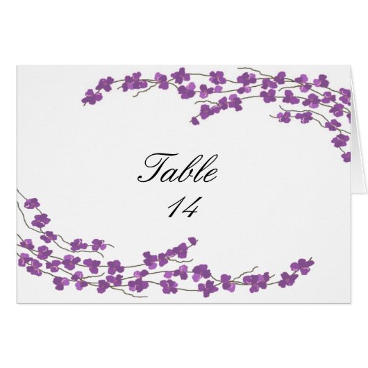 Tafelstoelkaart met paarse bloesems (Voorkant Horizontaal)