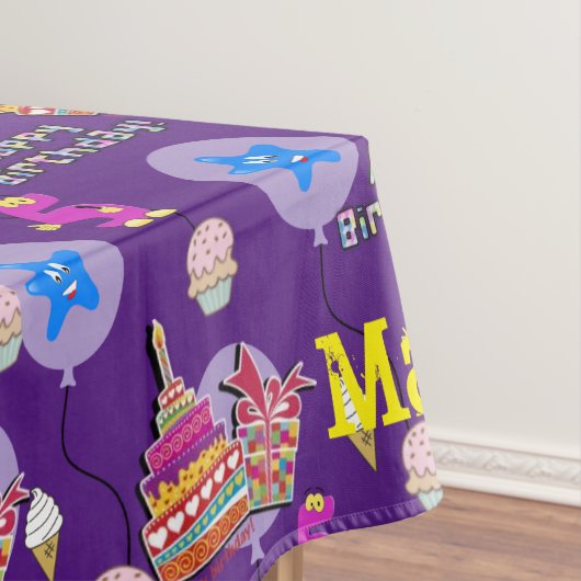 Tafelstof, Happy 5th Birthday, #5 Paars Tafelkleed (Voorbeeld)