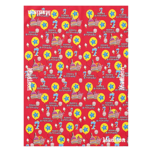 Tafelstof, Happy 7th Birthday, #7 Red Tafelkleed (Voorkant)