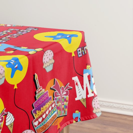 Tafelstof, Happy 7th Birthday, #7 Red Tafelkleed (Voorbeeld)