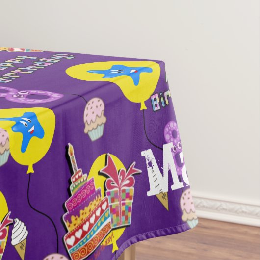Tafelstof, Happy 8th Birthday, #8 Paars Tafelkleed (Voorbeeld)