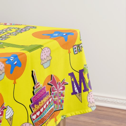 Tafelstof, Happy First Birthday, #1 Yellow Tafelkleed (Voorbeeld)