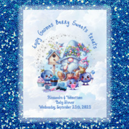 Tafelteken Blueberry Gnome Baby shower Theme Poster