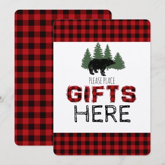 Tafelteken cadeaus - Lumberjack Party Kaart (Voorkant / Achterkant)