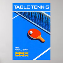 Tafeltennis 1998 Finale Poster Retro Sportkunst
