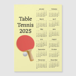 Tafeltennis 2025 Kalender Magnetische Kaart