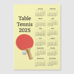 Tafeltennis 2025 Kalender Magnetische Kaart