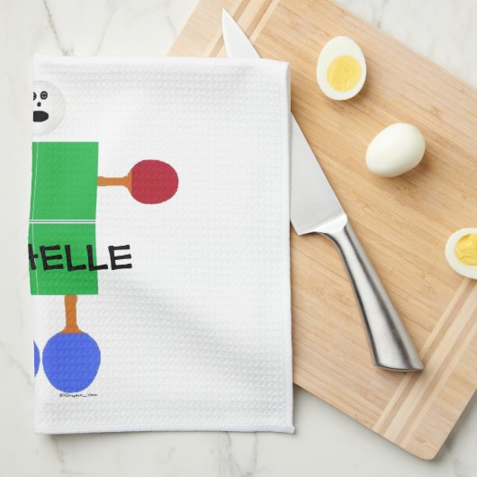 Tafeltennis Cartoon Theedoek (Quarter Fold)