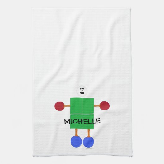 Tafeltennis Cartoon Theedoek (Verticaal)