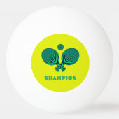 Tafeltennis kampioen geel blauwgroen retro stijl pingpongbal (Voorkant)
