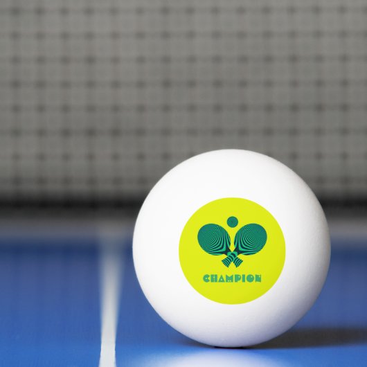 Tafeltennis kampioen geel blauwgroen retro stijl pingpongbal (Net)