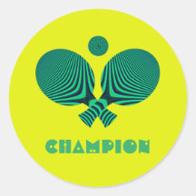 Tafeltennis kampioen geel blauwgroen retro stijl