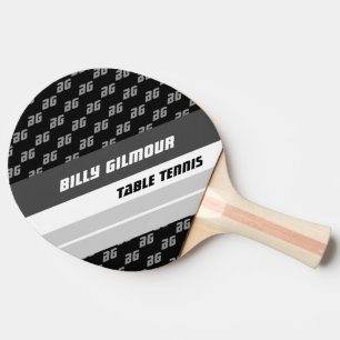 Tafeltennis met naam Diagonale strepen. Cool B&W Tafeltennisbatje