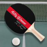 Tafeltennis met naam in een rode streep, cool tafeltennisbatje<br><div class="desc">Een zwarte ping.pong_paddle met een rode streep om met de naam van de speler te personaliseren</div>