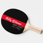 Tafeltennis met naam in een rode streep, cool tafeltennisbatje (Zijkant)