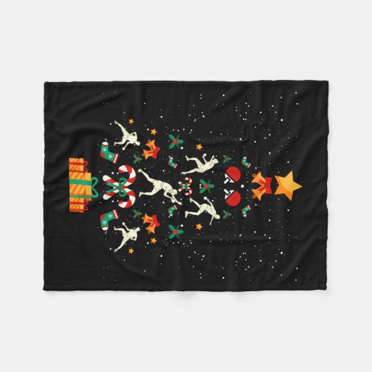 Tafeltennis Ng Ng Speler Kerstboom Kerst Lang Fleece Deken (Voorkant (Horizontaal))