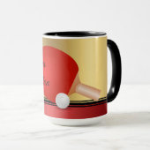 Tafeltennis peddel en bal Elegante achtergrond Mok (Voorkant rechts)