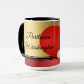 Tafeltennis peddel en bal Elegante achtergrond Mok (Voorkant links)