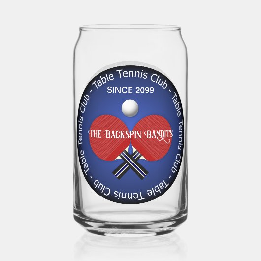 Tafeltennis Ping Pong Drinkware Bier Blikvorm Glas (Voorkant)