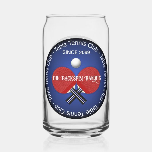 Tafeltennis Ping Pong Drinkware Bier Blikvorm Glas (Achterkant)