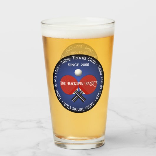 Tafeltennis Ping Pong Drinkware Pint Bier Glas (Voorkant gevuld)