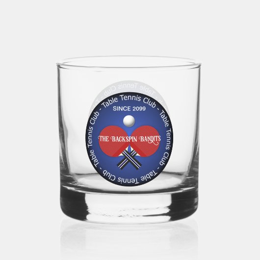 Tafeltennis Ping Pong Drinkware Rocks Whisky Glas (Voorkant)