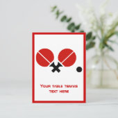 Tafeltennis ping-pong rackets en bal verticaal briefkaart (Staand voorkant)