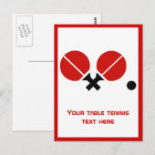 Tafeltennis ping-pong rackets en bal verticaal briefkaart (Voorkant / Achterkant)
