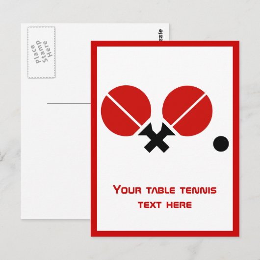 Tafeltennis ping-pong rackets en bal verticaal briefkaart (Voorkant / Achterkant)