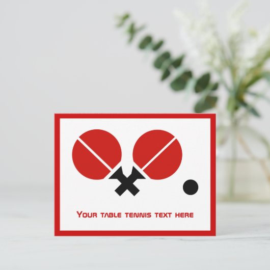 Tafeltennis pingpongrackets en horizontale balweds briefkaart (Staand voorkant)