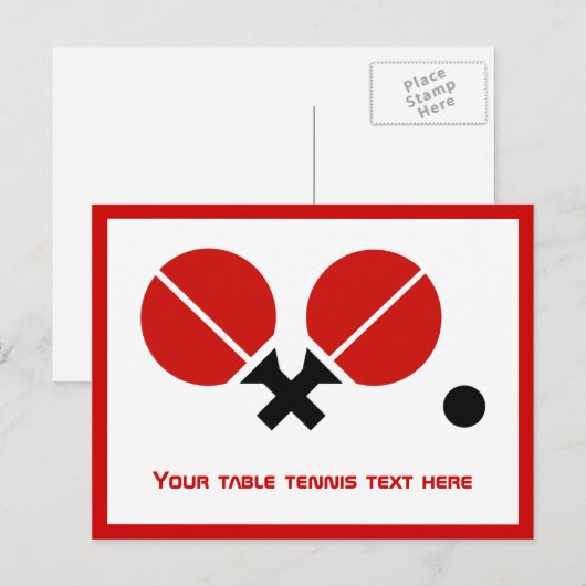 Tafeltennis pingpongrackets en horizontale balweds briefkaart (Voorkant / Achterkant)