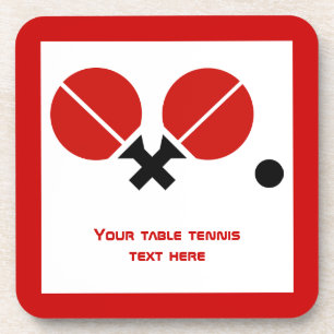 Tafeltennis pingpongrackets en kogelzwart, rood bier onderzetter
