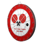 Tafeltennis pingpongrackets en kogelzwart, rood dartbord (Voorkant Rechts)
