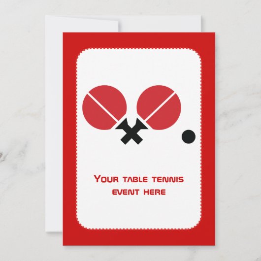 Tafeltennis pingpongrackets en kogelzwart, rood kaart (Voorkant)