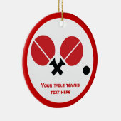 Tafeltennis pingpongrackets en kogelzwart, rood keramisch ornament (Rechts)