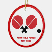 Tafeltennis pingpongrackets en kogelzwart, rood keramisch ornament (Links)