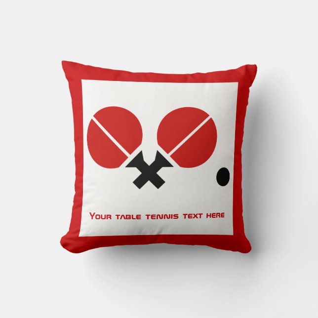 Tafeltennis pingpongrackets en kogelzwart, rood kussen (Voorkant)