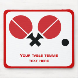 Tafeltennis pingpongrackets en kogelzwart, rood muismat