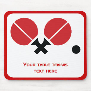 Tafeltennis pingpongrackets en kogelzwart, rood muismat
