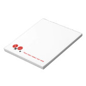 Tafeltennis pingpongrackets en kogelzwart, rood notitieblok (Linkerzijde)