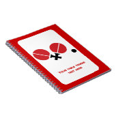 Tafeltennis pingpongrackets en kogelzwart, rood notitieboek (Rechterzijde)