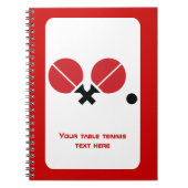 Tafeltennis pingpongrackets en kogelzwart, rood notitieboek (Voorkant)