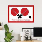 Tafeltennis pingpongrackets en kogelzwart, rood poster (Thuiskantoor)