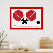 Tafeltennis pingpongrackets en kogelzwart, rood poster (Keuken)