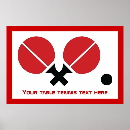 Tafeltennis pingpongrackets en kogelzwart, rood poster (Voorkant)
