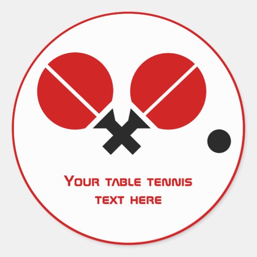 Tafeltennis pingpongrackets en kogelzwart, rood ronde sticker (Voorkant)