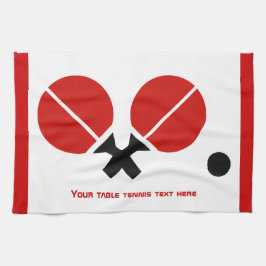 Tafeltennis pingpongrackets en kogelzwart, rood theedoek